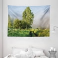 thumbnail image 1 of Nature Decor Tapestry, Beautiful Serenity Trees Track Path Garden Leaves and Grass Sunny Skies Photography, Wall Hanging for Bedroom Living Room Dorm Decor, 80W X 60L Inches, Green, by Ambesonne, 1 of 2
