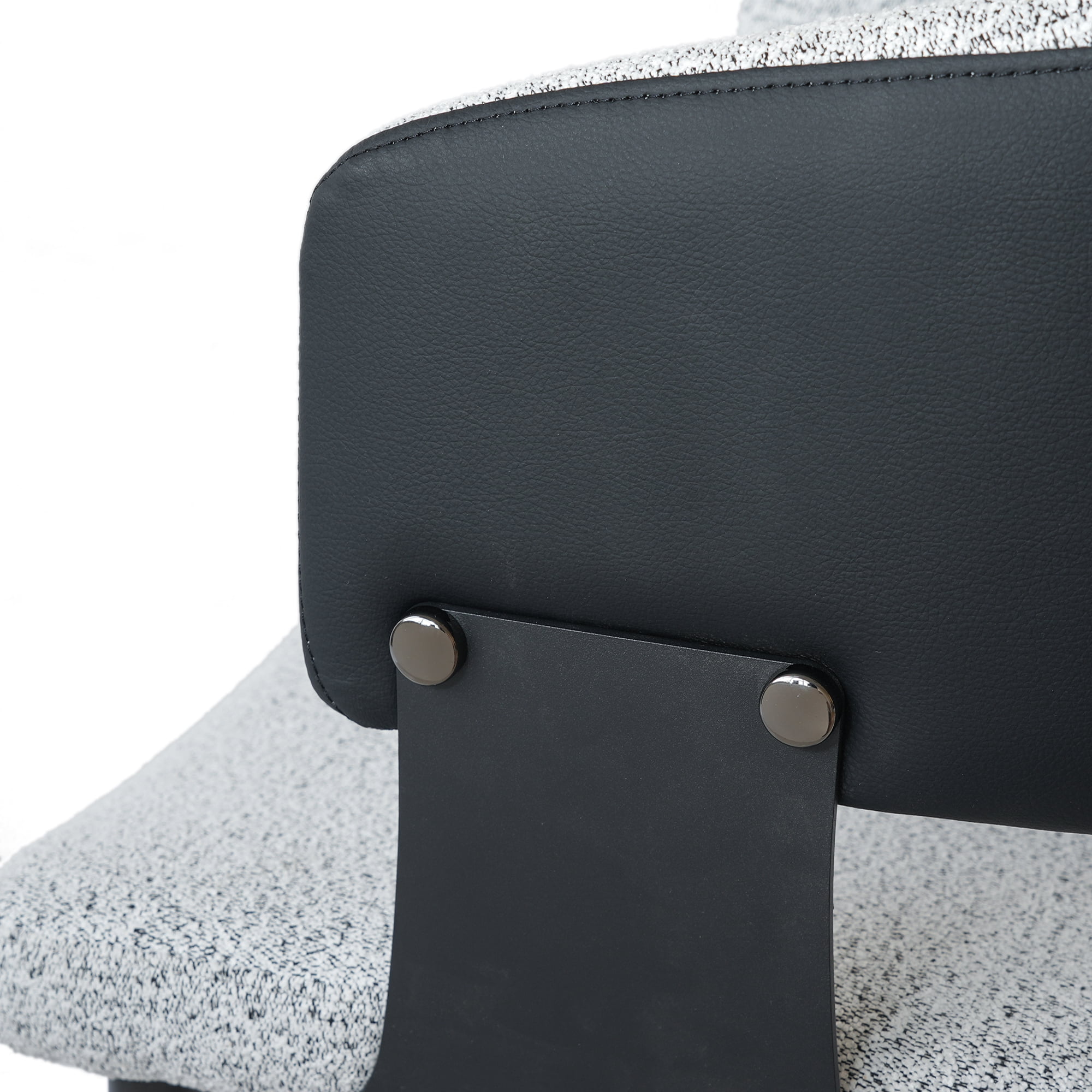 bokifol Black Leather Teddy Fleece Dining Chairs Set of 2,Kitchen Chairs for Living Room/Restaurant