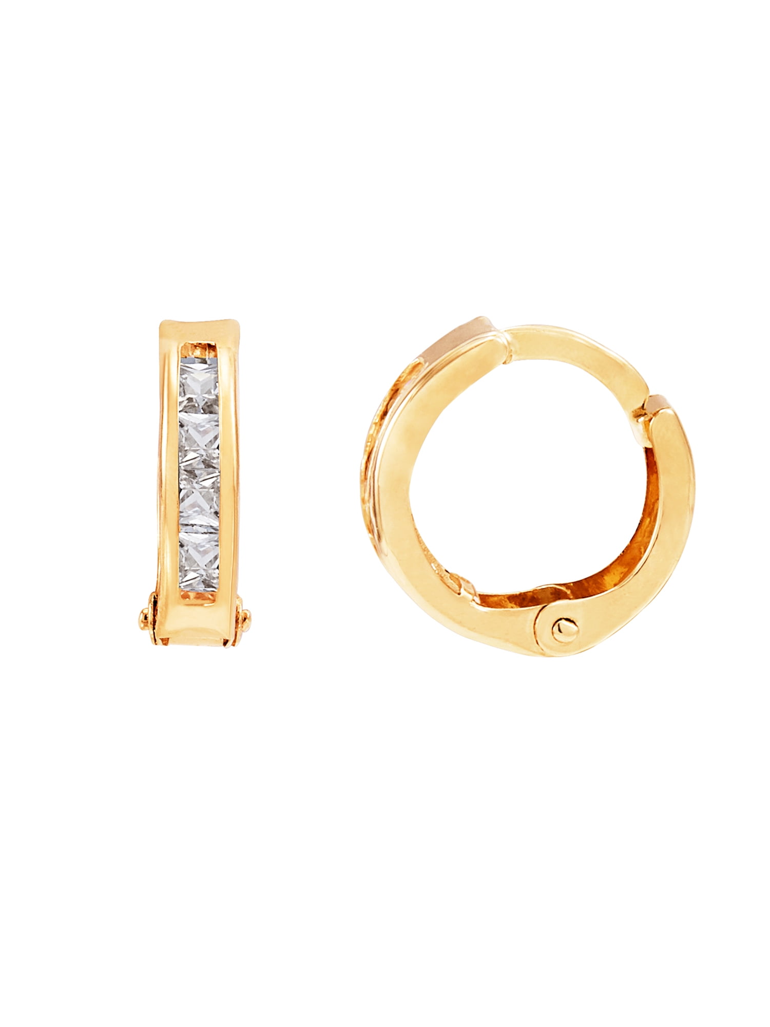 Brilliance Fine Jewelry Cubic Zirconia Huggie Style Earrings in 10K Yellow Gold