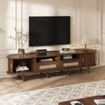 thumbnail image 3 of Noble House 64.9" TV Stand with 2 Rattan Drawers & 2 Sliding Doors,Oval Rounded Corners Sideboard for 65" TV,Walnut, 3 of 18
