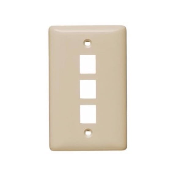 Hubbell NSP13I Multimedia Faceplate 1-Gang 3-Port Flush,Thermoplatic, Ivory