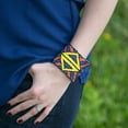 thumbnail image 2 of Pavilion- One Size Fits All Tribal Beaded Yellow, Blue, Red & Black Elastic Bracelet, 2 of 2
