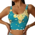 thumbnail image 2 of Picia World Map With Landmarks Sports Bra for Women,Padded Strappy Sports Bras Medium Support Yoga Bra with Removable Cups,Running Yoga Bra-, 2 of 9