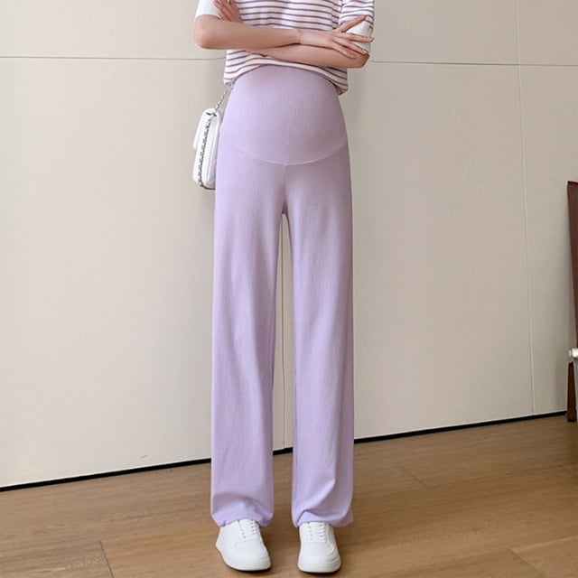 YUNAFFT Maternity Wide Leg Pants Relaxed Fit with Elastic High Waist & Vertical Design Modern Comfort