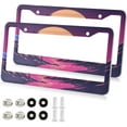 thumbnail image 2 of GZHJMY Palm Sunset License Plate Frames 2PCS Car License Plate Holder with Screw Parts Cover Set Automotive Car Accessories Decor for Universal US Vehicles, 2 of 7