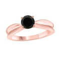 thumbnail image 2 of Mauli Jewels Rings for Women 0.50 Carat Black Diamond Solitaire Ring 4-Prong-Setting 10K Solid Rose Gold, 2 of 7