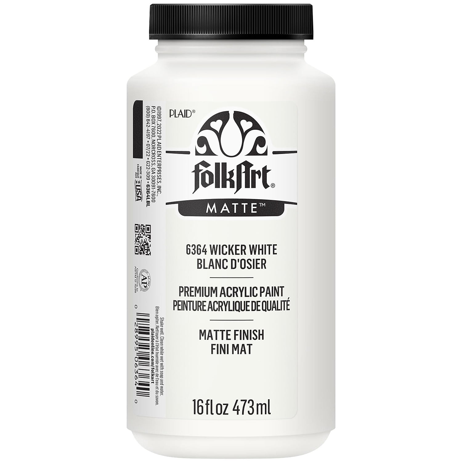 FolkArt Acrylic Paint Matte 16oz. Wicker White 2/Pack (FLK6364-2)