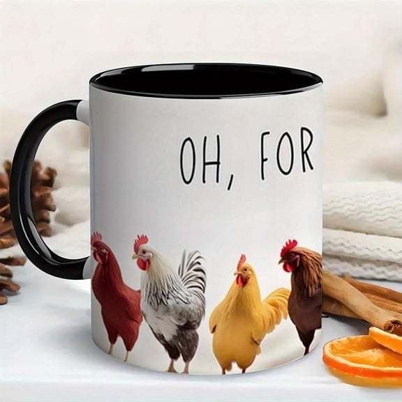 1pc Farmhouse Chicken Coffee Mug with Colorful Rooster Hen Design 11oz Rustic Country Style Cup Dishwasher Chicken Lovers Farm Kitchen Decor with Oh C