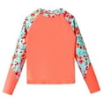 thumbnail image 5 of inhzoy Kids Girls Long Sleeve Swim Top with UPF 50+ Floral Printed Swimming Shirt Rash Guard Beach Bathing Tops Orange 8, 5 of 6