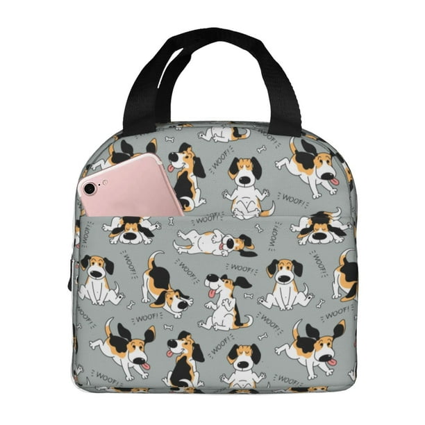 Easygdp Funny Beagle Active Dog Bolsa Térmica Premium - Tela Oxford Impermeable, Gran Capacidad, Bolsillo Frontal, Unisex para Trabajo, Escuela, Actividades al Aire Libre y Picnics