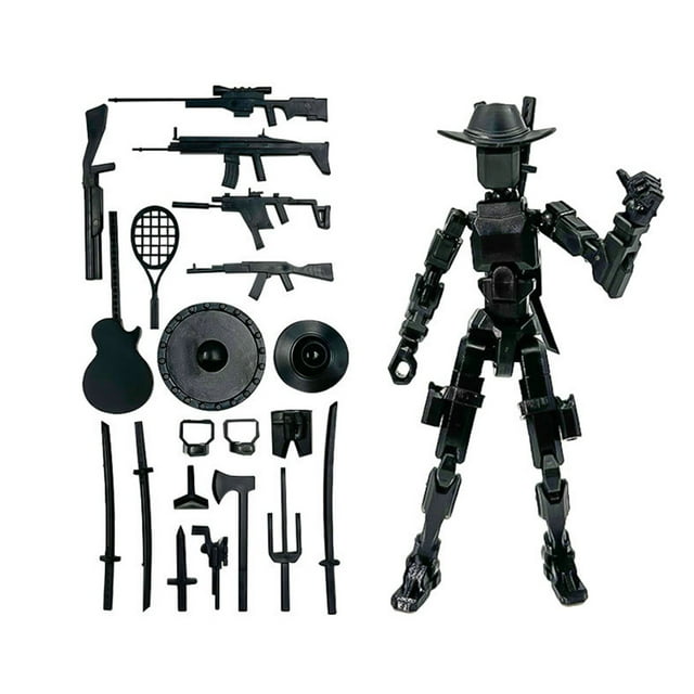 13 Action Figure, 13 Action Figure 3D Printed Multi-Jointed Movable, Dummy 13 Action Figure, Creative Decompression Action Doll Set Assembly Model Ornament, Dark Gray