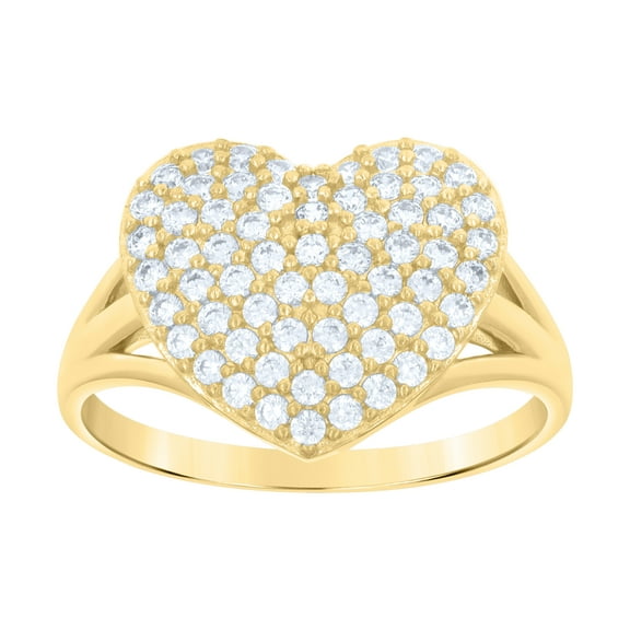 10kt 10k Yellow Gold Womens Cubic-Zirconia Heart Ring