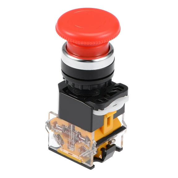 22mm Mushroom Latching Stop Push Button Switch Red 1NO 1NC LA38-11ZS