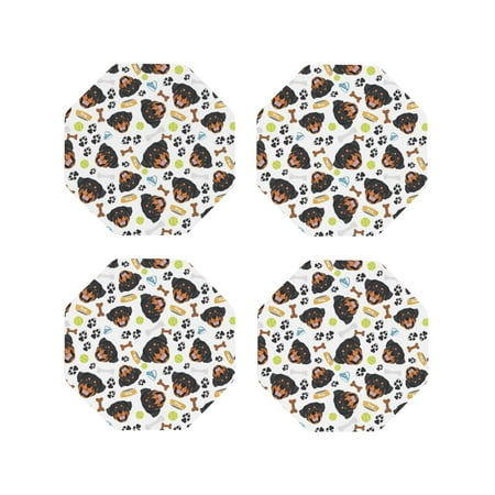 

Tideii Rottweiler for Leather Coasters 4 Pieces Anti-fouling and Anti-scalding Decorative Coasters Suitable for Restaurants Kitchens Coffee Shops-Octagon