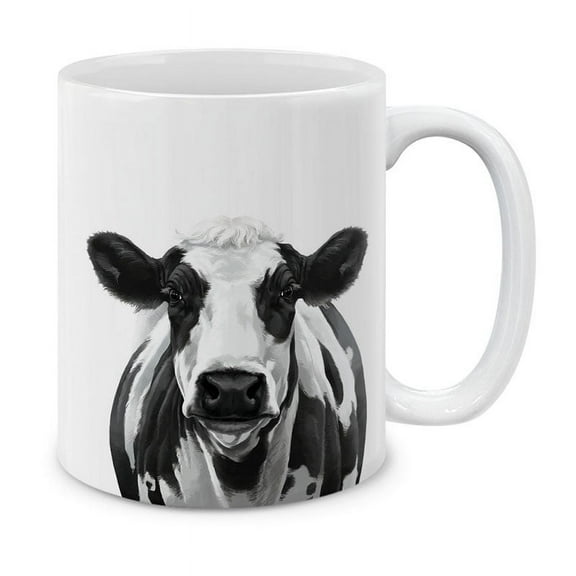 WIRESTER 11 Oz Ceramic Tea Cup Coffee Mug, Black Spot Cow