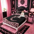 thumbnail image 3 of meiyoeat Cheetah Pattern Monogrammed C King Sheets For Kids,Pink Leopard Print Bow Bedding For Girls,4-Piece, 3 of 6