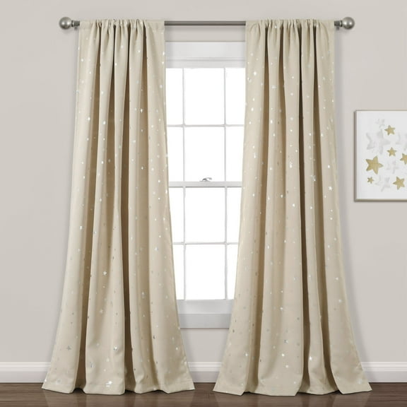 Lush Decor Star Blackout Window Curtain Panels Neutral 52X84 Set