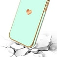 thumbnail image 6 of Compatible with iPhone 13 Pro Max Case for Women Girls, Luxury Gold Electroplate Plating Edge Love Heart Side Back Case with Full Camera Len TPU Cover Girly Slim Sleek Cute Case Teal, 6 of 17