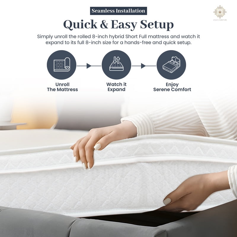 Oliver & Smith Full Mattress 12 inch – Medium Firm Hybrid Mattress with Bonnell Springs – High Density Foam Support – Euro Top Mattress in a Box – Full Size Bed for Kids, Teens, Guests