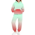 thumbnail image 6 of Mifsaly Kids Sweatsuit 2 Piece Gradient Boys Girls Matching Tracksuit Set Fashion Valentine Hoodie Teen Hooded Sweatshirt Running Daily Wide Leg Joggers with Pockets Spring Fall Unisex Tween Outfits, 6 of 6