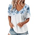 thumbnail image 3 of TaTaai Women’s Casual V Neck Blouse Short Sleeve Loose Fit Solid Color Printless T Shirts Soft Polyester Summer Holiday Wear Gift, 3 of 6
