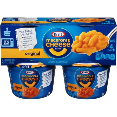 (2 Pack) Kraft Easy Mac Original Flavor Macaroni & Cheese Dinner, 4 - 2.05 oz Microwavable (Best Kraft Mac And Cheese Recipe)