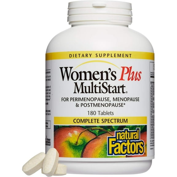 Natural Factors Women's Plus MultiStart Daily Multivitamin, Nutritional Support for Each Stage of Menopause, 180 tablets