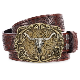 Cowgirl Cowboy Rhinestone-Studded-Buckle Western-Belt for  display picture 1
