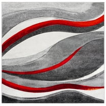 SAFAVIEH Hollywood Dalton Abstract Area Rug, Grey/Red, 3' x 3' Square