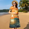 thumbnail image 4 of Disketp Tropical Sunset Paradise para Vestido de Manga Corta para Mujeres, Vestidos de Verano para Mujeres, Casual y Holgado para la Playa, 4 of 6