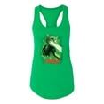 thumbnail image 2 of Catzilla Parody Taking Over City | Womens Cat Lover Jersey Racerback Tank Top, Kelly, X-Large, 2 of 3