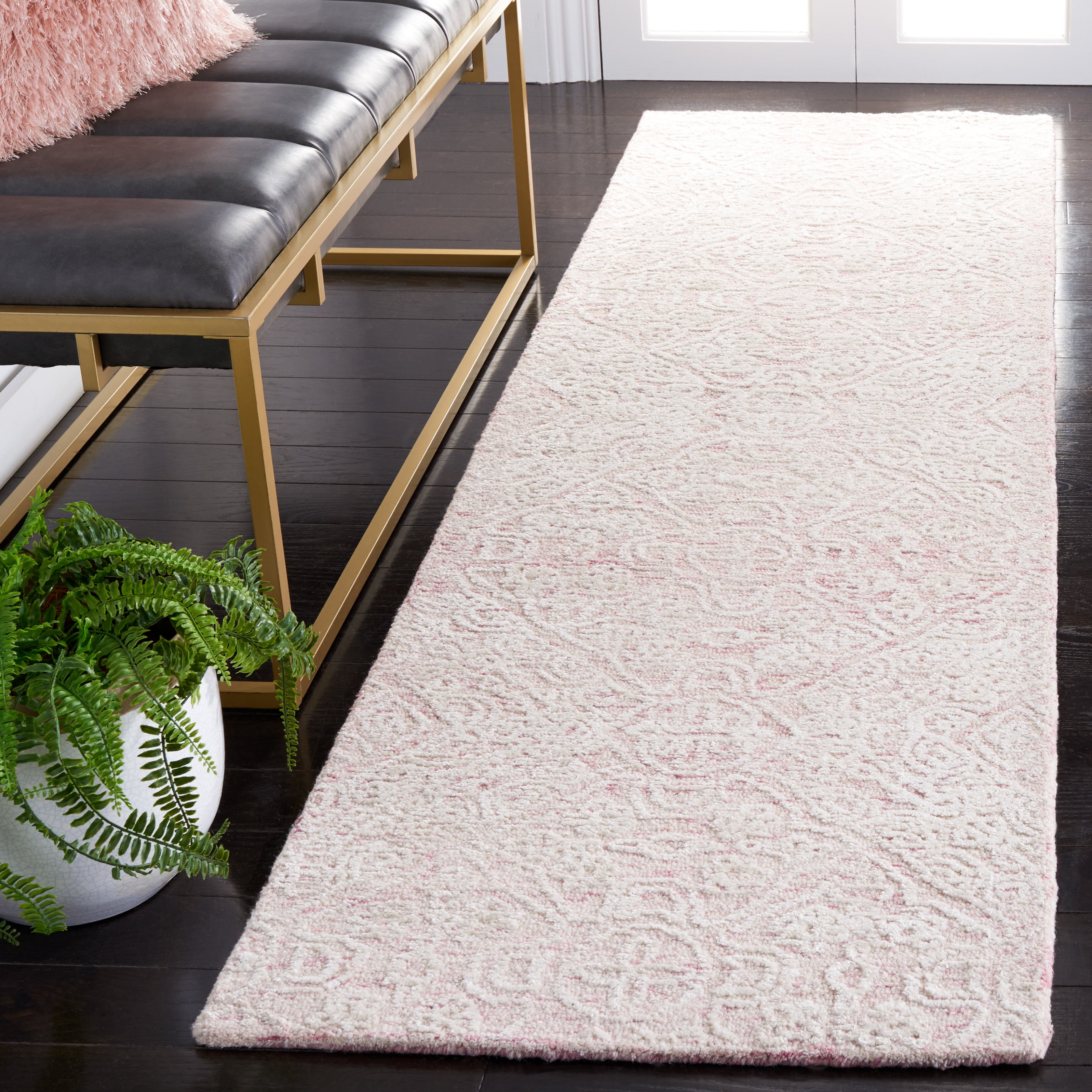 SAFAVIEH Precious Sandford Geometric Runner Rug, Pink/Ivory, 2'3" x 8'