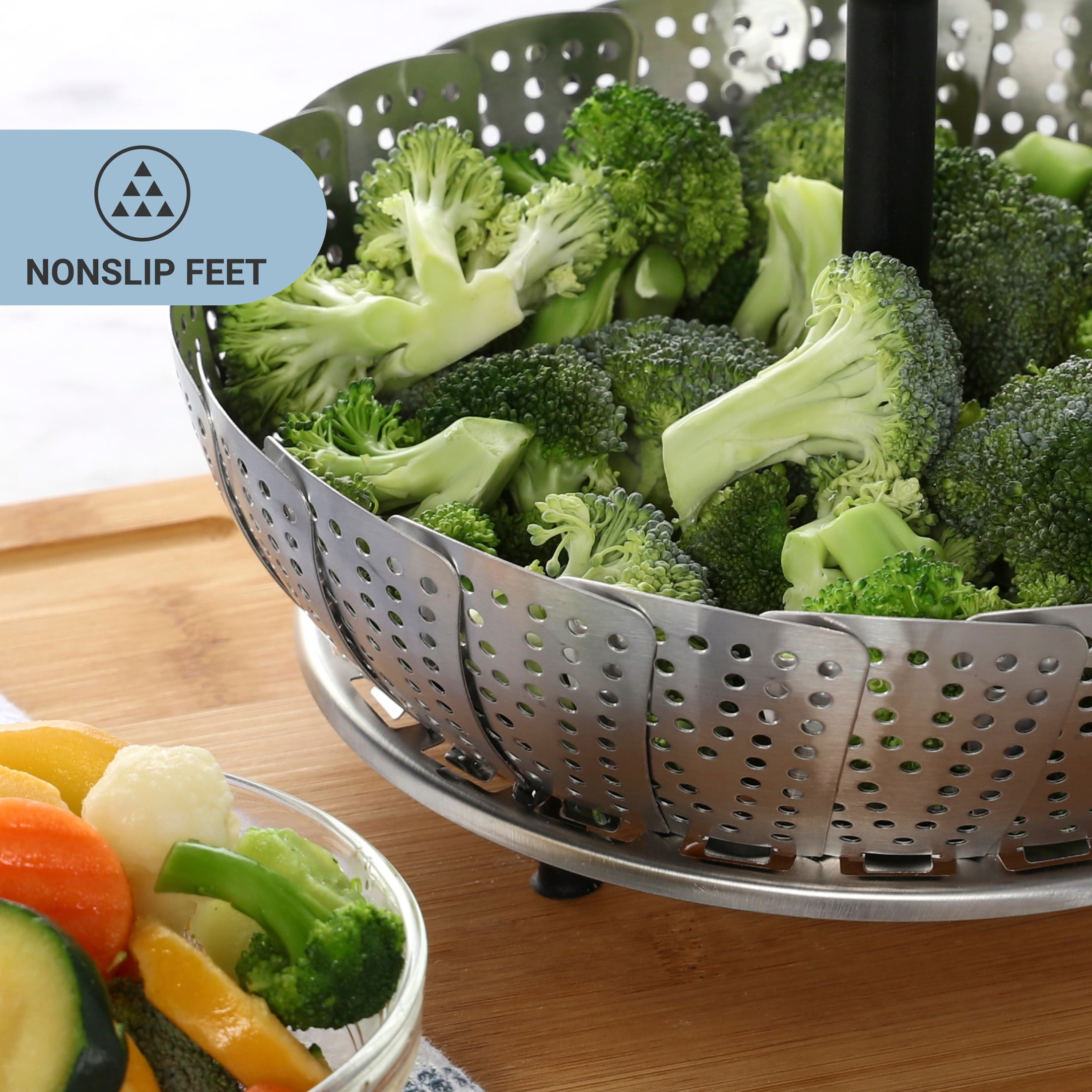 Farberware Professional 11-inch Stainless Steel Expandable Food Steamer with Soft Feet