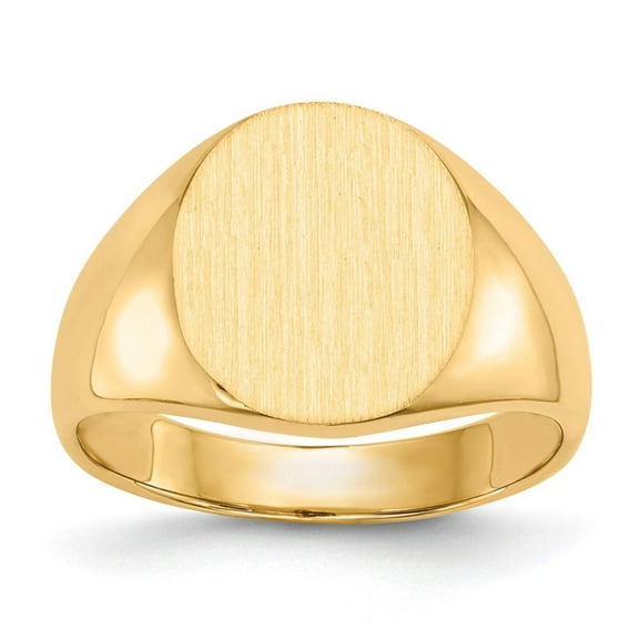 14k Yellow Gold Brushed Polished Solid Back Mens Signet Ring Size 10 Ring for Men - 12.2 Grams