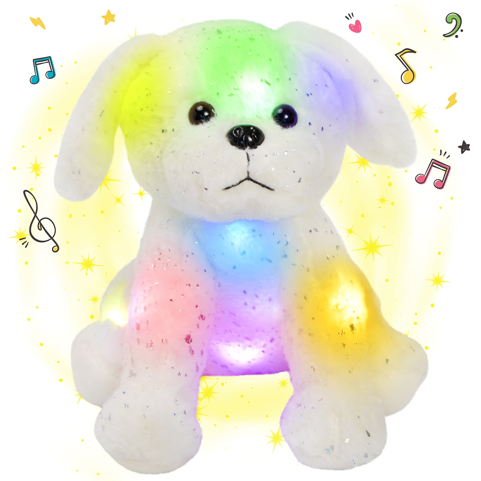 SpecialYou Musical Light up Dog Stuffed Animals LED Soft Plush Toy 10