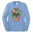 thumbnail image 2 of Wild Bobby Dean Russo Colorful Sugar Skull Streetwear Men Long Sleeve Shirt, Light Blue, Large, 2 of 5