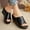 Black, variant on Women's Height-Increasing Slippers Baeitkot Women's Versatile Plus-Size Peep-Toe Wedge Heels Summer Height-Increasing Comfortable Slippers Black 36