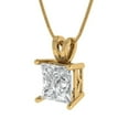 thumbnail image 2 of 2.0 ct Brilliant Princess Cut Solitaire Moissanite 14k Yellow hypoallergenic Solid gold Designer Everyday Affordable Dainty Necklace Pendant with 18" Chain, 2 of 7
