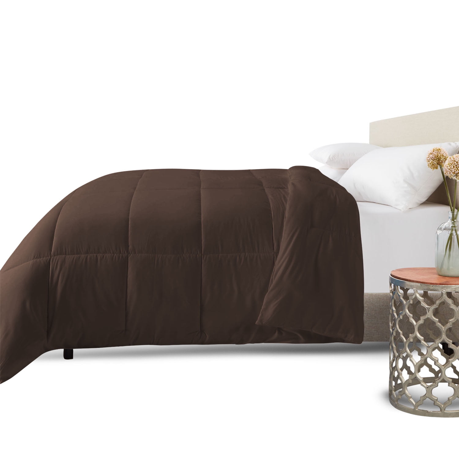 Clara Clark All Season Down Alternative Comforter, King, Brown, Luxury Soft Duvet Insert