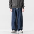 thumbnail image 2 of XDZJLR Men's Casual Pants 2025 Spring Plus Size Denim Trend Loose Wide Leg Straight Leg Pant, 2 of 3