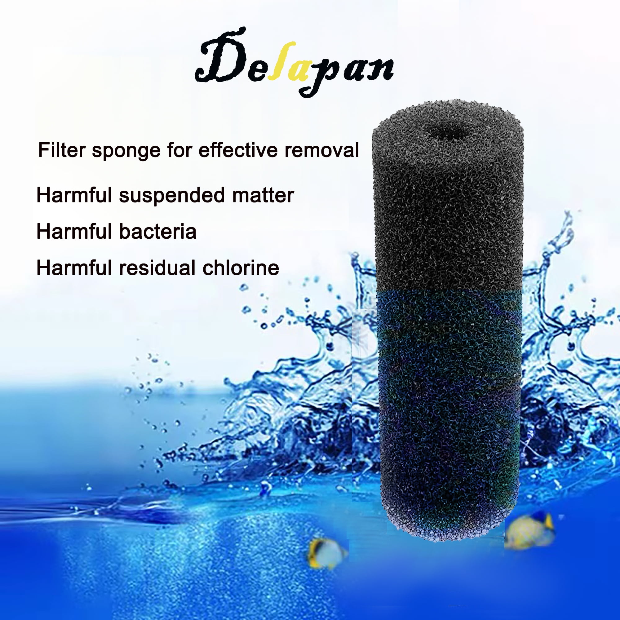 Delapan 5.9" Pre-Filter Foam Replacement Sponge Filtration Kit for Aquarium Fish Tank, 14 Pack