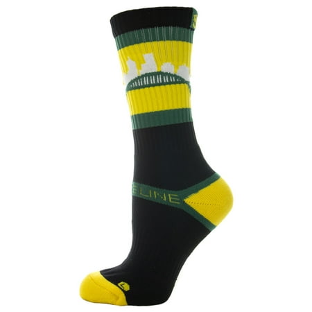 Gents Black Strap - Athletic Socks Portland Yellow/Green on Black 801011 Strapped Fit Men