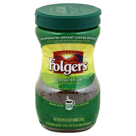 Folgers Decaffeinated Instant Coffee Crystals Classic Decaf, 8-Ounce