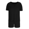 thumbnail image 3 of GERsome Womens Ribbed Knit Lounge Sets Short Sleeve Tops and Shorts Sleepwear Pajama Set Two Piece Shorts Outfits Set M-2XL (Black,XL), 3 of 5
