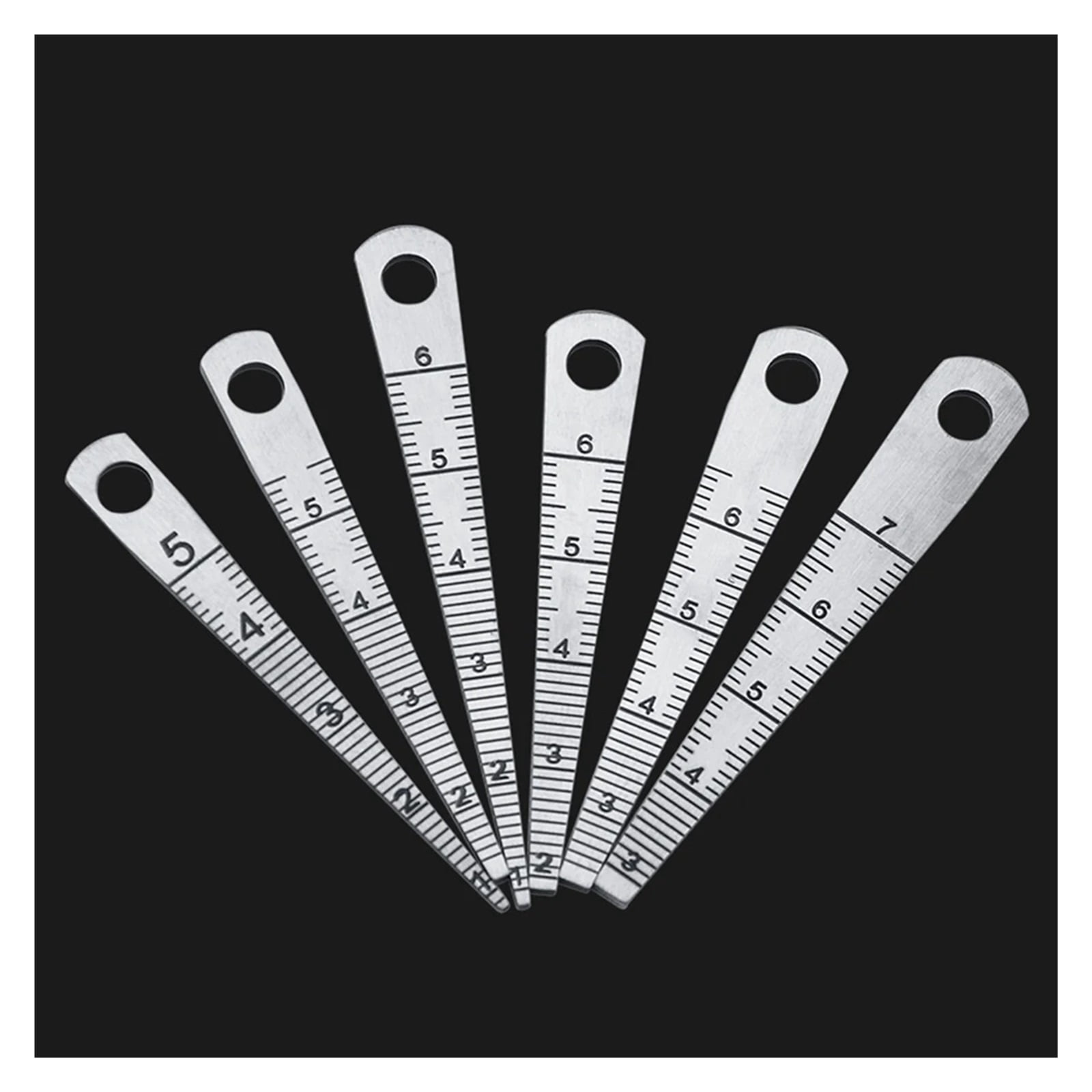 6pcs/set Stainless Steel Taper Gauge 0mm-7mm Aperture Scale Wedge Feeler Gauge Aperture Scale Hole Inspection Measuring Ruler ,Corrosion-Resistant