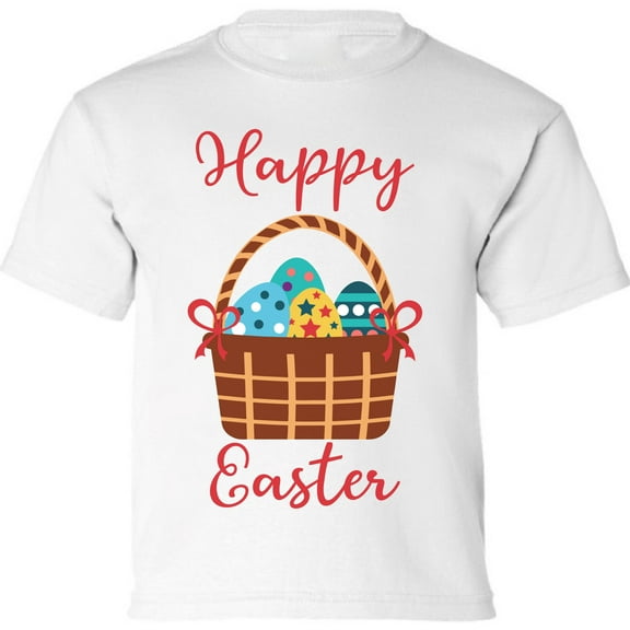 Easter Shirt - Happy Easter Basket Graphic Tee for Kids Boys Girls XS S M L XL