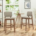 thumbnail image 2 of GDF Studio Tally Mid Century Modern Fabric Upholstered Wooden 30.5 Inch Barstools, Set of 2, Beige and Walnut, 2 of 6