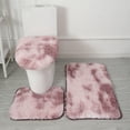 thumbnail image 7 of Pebbuoy 3Pcs/Set Bathroom Rug Set Super Soft Microfiber Bath Rug U-Shaped Contour Mat Toilet Lid Cover Set Non-Slip Bath Rugs Kit, 7 of 7