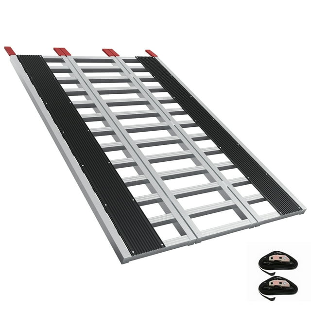 BeesClover Snowmobile Loading Ramp, Aluminum Tri-Fold Ramps, 1800 LBS Capacity with Ski Wide Guides for Motorcycle, ATV, UTV, and More