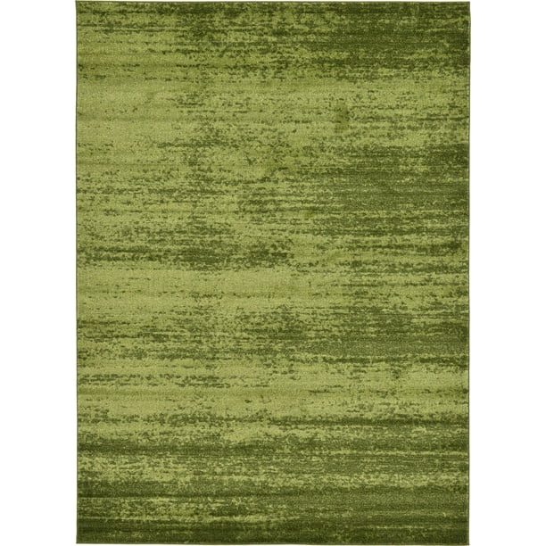 Unique Loom Indoor Rectangular Solid Print Modern Area Rugs Green, 7' 0
